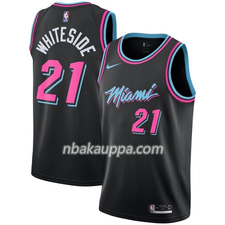 Miami Heat Hassan Whiteside 21 2018-19 Nike City Edition Musta Pelipaidat Swingman - Miesten